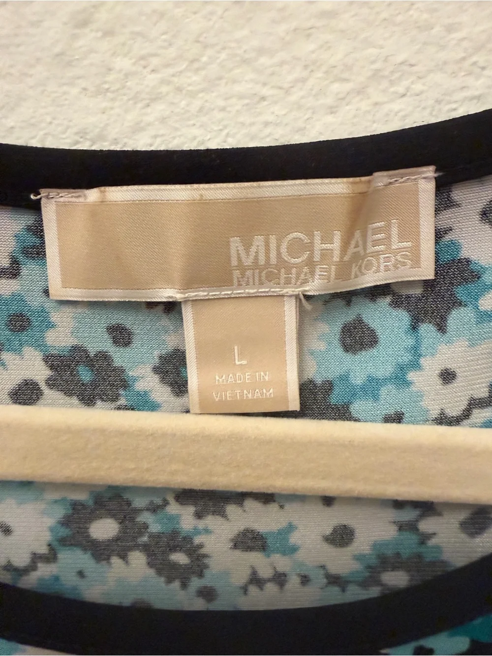 Michael Kors Teal and Black Floral Top